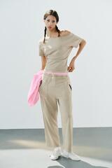 ZARA ХЛОПКОВЫЕ БРЮКИ С КАРМАНАМИ, БЕЖЕВЫЙ