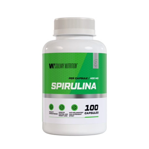Спирулина капсулы (spirulina), бады и витамины для похудения и детокса, антиоксидант, иммуномодулятор, 400 мг, 100 капсул