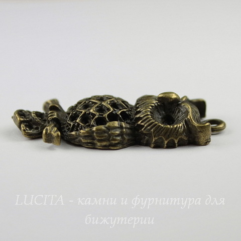 Подвеска  "Сова" (цвет - античная бронза) 41х21 мм