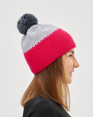Лыжная шапка c шерстью Nordski Frosty pink-grey