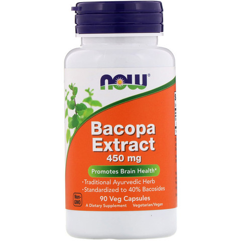 Now Foods, Экстракт бакопы, 450 мг, 90 растительных капсул