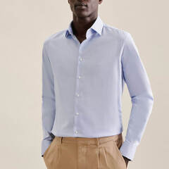 Сорочка мужская Seidensticker Slim Fit 01.646005-13 из твила голубая, удлиненный рукав