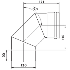 Отвод моно 90° d120мм (430/0,8мм) Ferrum в интернет-магазине ЯрТехника
