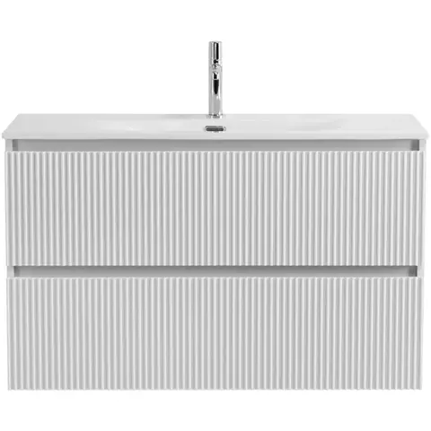 BelBagno UNO-MINI-900-2C-SO-BO База под раковину подвесная с фрезерованными ручками по всей длине фасада с двумя выкатн. ящ., Bianco Opaco,900x395x608
