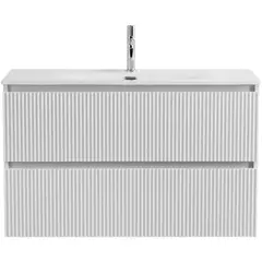 BelBagno UNO-MINI-900-2C-SO-BO База под раковину подвесная с фрезерованными ручками по всей длине фасада с двумя выкатн. ящ., Bianco Opaco,900x395x608 фото
