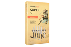 Набор из 5 ножей Samura HARAKIRI, держателя, ножниц и мусата SHR-0280B/K*69