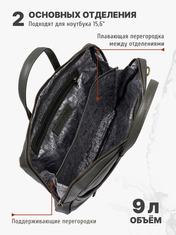 Кожаный мужской портфель универсальный, компактный цвета зелёного хаки