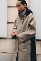 ZARA ДЛИННЫЙ ТРЕНЧ В КЛЕТКУ — ZW COLLECTION, КОРИЧНЕВЫЙ/БЕЛЫЙ