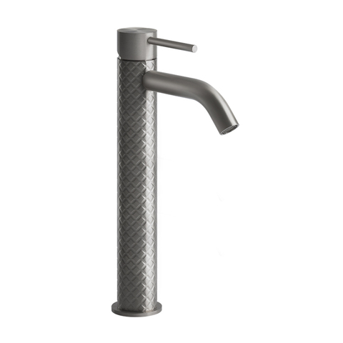 Gessi 316 54109#239 Смеситель высокий для раковины на 1 отверстие без донного клапана, h=305мм , излив 123мм, цвет: steel brushed