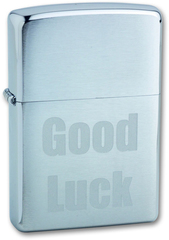 Фото Зажигалка ZIPPO Good Luck Brushed Chrome, латунь с никеле-хром.покрыт., серебр., матов., 36х56х12 мм