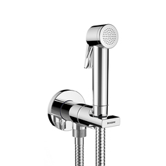 Bossini Paloma Flat E34003B.030 Гигиенич комплект c монокомандным смесителем: лейка, держатель, шланг армированный нейлон 125 см, цвет хром фото