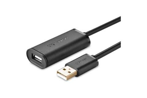 Кабель UGREEN US121 (10321) USB 2.0 Active Extension Cable with Chipset, 10м, черный