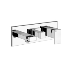 Gessi Rettangolo 44911#031 Встраиваемый смеситель с изливом, подводом воды, держателем лейки и переключателем PULL(внешние части), цвет: хром фото