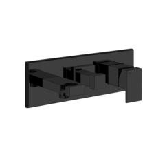 Gessi Rettangolo 44911#299 Встраиваемый смеситель с изливом, подводом воды, держателем лейки и переключателем PULL(внешние части), цвет: черный фото