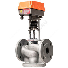 Клапан регулирующий чугун TRV-3 смесительно-разделительный Ду 32 Ру16 фл Kvs=16м3/ч с эл/привод TSL-1600-25-1-230-IP67 230В Теплосила TRV-3-32-16-101