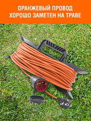 Удлинитель силовой на каркасе, 1 розетка, ПВС 3х0,75мм², IP44, 10А, 2,3кВт, с/з, 50м (Very) 89-0-008