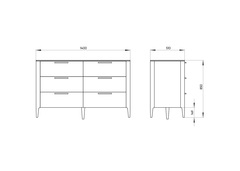 Комод Type oak 6 ящиков ширина 140 см (дымка)