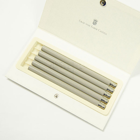 Запасные карандаши Graf von Faber-Castell (5 шт) для Perfect Pencil Guilloche серые с резьбой