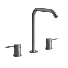 Gessi 316 54111#239 Смеситель для раковины на 3 отверстия, без донного клапана, излив 156мм h=269мм, цвет: steel brushed фото