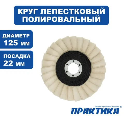 Круг лепестковый полировальный ПРАКТИКА 125 х 22 мм, войлочный, не абразивный (779-226)