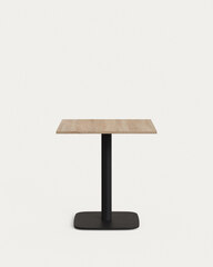 Dina Стол из меламина с ореховой отделкой и металлической черной ножкой 70 x 70 x 70 см