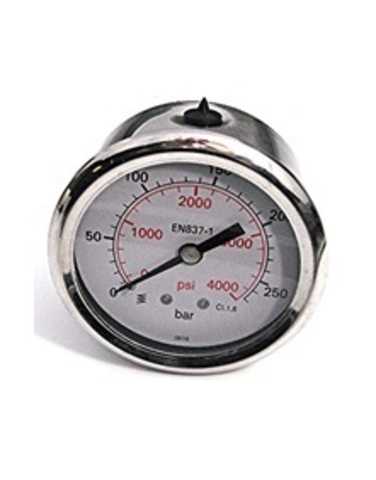 Манометр D=50mm, 400bar, 1/4внеш, нерж.сталь, тыловое подключение
