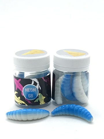NEON 68 Maggot 46мм (6 шт ) СЫР цвет БЕЛЫЙ/ГОЛУБОЙ продажа от 2 шт.