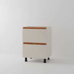 Кухонный модуль напольный, 60х45х83, Виго, с 3-мя ящиками, с дубовыми панелями, персидский жемчуг/ массив дуба, Dipriz