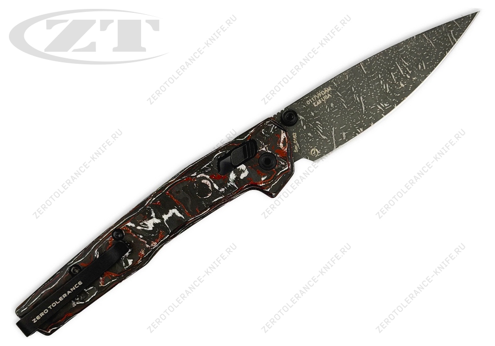 Нож Zero Tolerance Red White CF Vegas Forge Damascus 0117VFDAM - фотография 