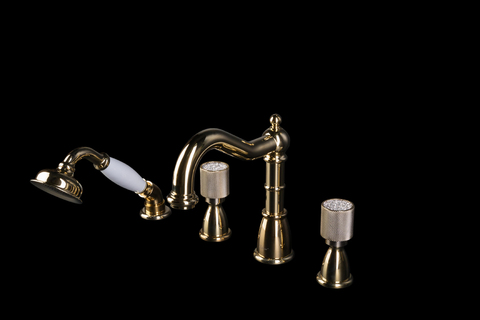 Boheme Royal Cristal 395-ROYAL/CRST Смеситель врезной на борт ванны, цвет: золото