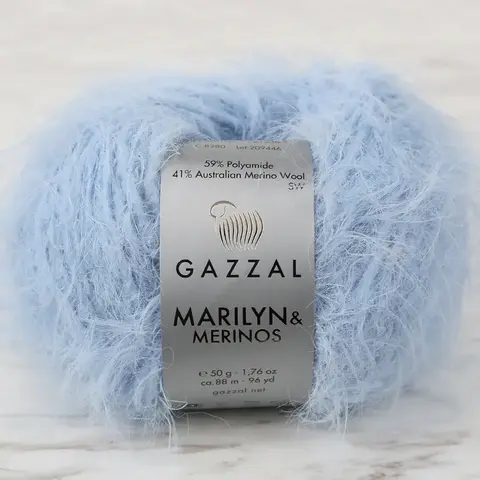 Пряжа Gazzal Marilyn & Merinos 8280 небесно-голубой