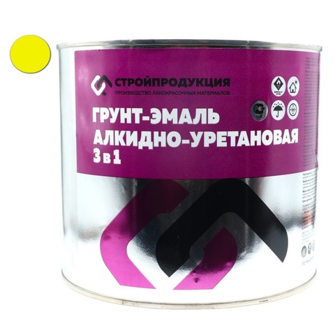 Грунт-эмаль 3 в 1 ЖЕЛТЫЙ (банка 2,5 кг, 1.92л)