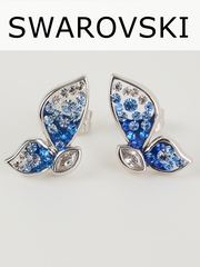 Серьги Голубая бабочка с кристаллами Swarovski