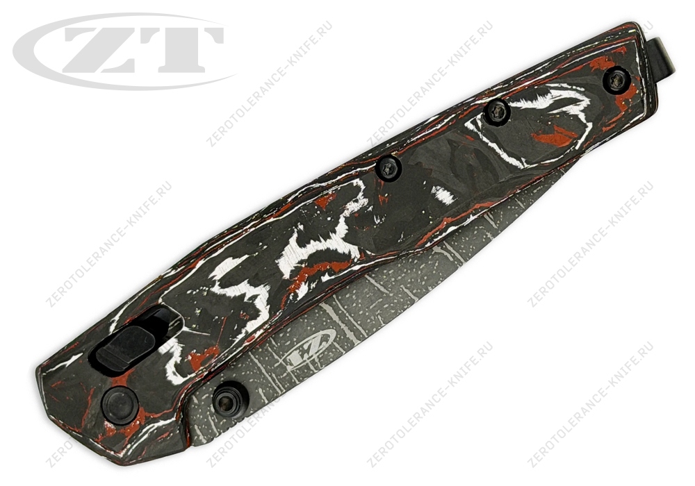 Нож Zero Tolerance Red White CF Vegas Forge Damascus 0117VFDAM - фотография 