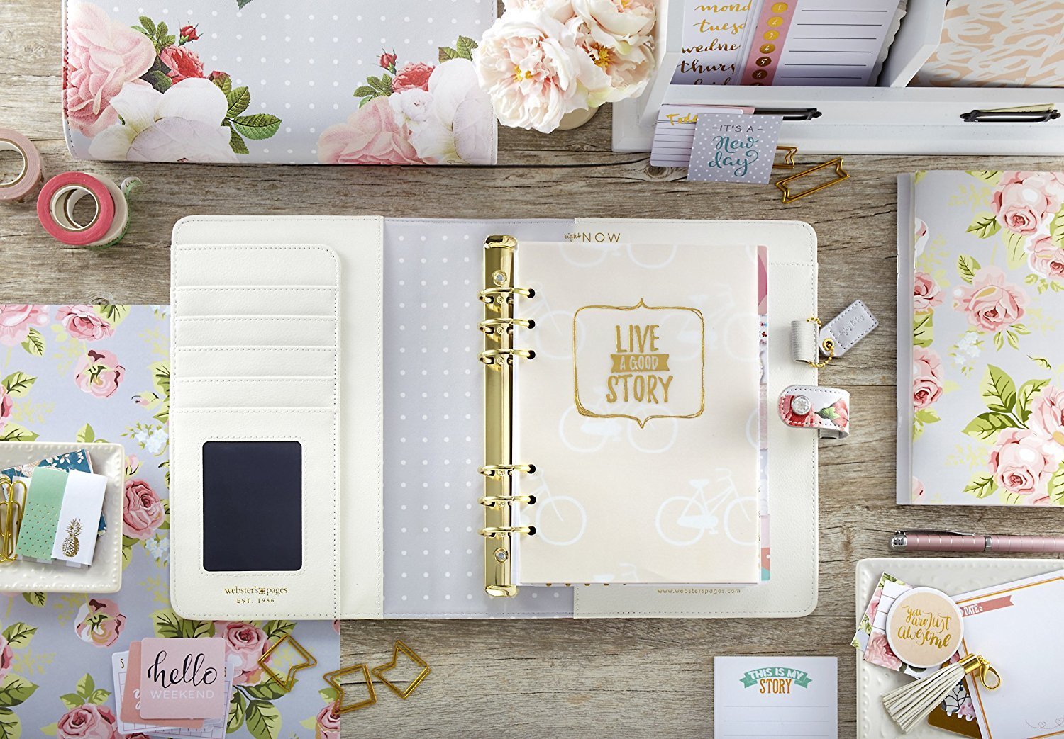 Планер с наполнением. Не датирован. Color Crush A5 Faux Leather Planner Kit  - Gray Floral