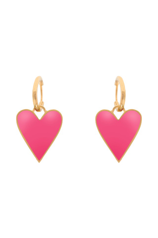 Серьги Лавхарт, серебро 925, позолота 18k, розовая эмаль