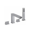 Gessi Rettangolo T 20337#031 Смеситель для ванны на 4 отверстия, излив со встроенным переключателем, шланг 1,5м+убирающаяся лейка, цвет: хром