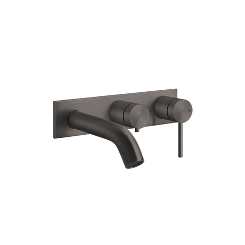 Gessi 316 54136#707 Встраиваемый смеситель на 2 источника, с изливом 168-138мм и переключателем (внешняя часть), цвет: brushed black metal pvd