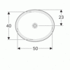 Geberit VariForm 500.754.01.2 Раковина с установкой под столешницу овальной формы, 50х40 см, без отв. под смеситель, без отв. перелива