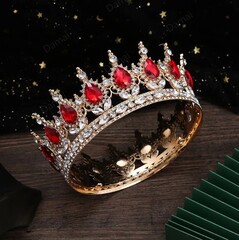 Корона для торта золото-красный 12х6 см