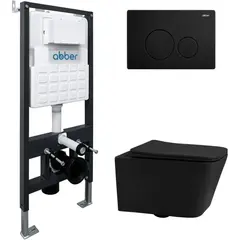 Abber Rechteck AC1201MB-AC0105-AC0121MB Комплект: подвесной Унитаз с инсталляцией AC0105 и кнопкой AC0121MB фото