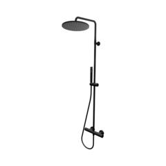 Bossini Cosmo L10092.073 Настенная колонна - Душ 280 mm - ручной душ, смеситель термостатический наружный с интегрированным переключением - черный матовый фото
