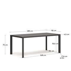 Culip Алюминиевый уличный стол с порошковым покрытием серого цвета 180 x 90 см