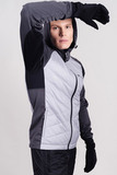 Премиальный костюм для лыж и зимнего бега Nordski Hybrid Hood Pro Grey