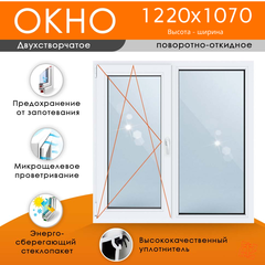 Пластиковое окно 1220 х 1070 ТермА Эко