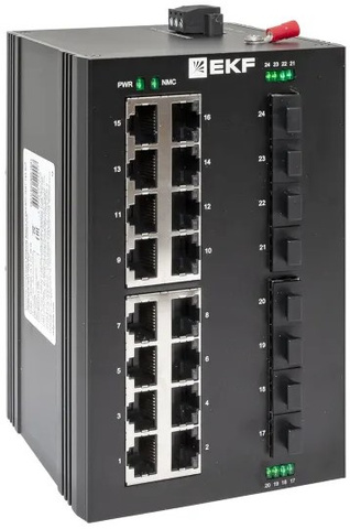 Коммутатор промышленный неуправляемый EKF TSX-U-8GX/SFP-16GT
