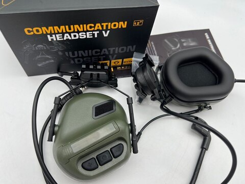 COMMUNICATION HEADSET V” Активные тактические наушники для стрельбы / съёмный микрофон (гарнитура), с активным шумоподавлением для крепления на шлем (все механизмы в комплекте)