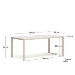 Culip Алюминиевый уличный стол с порошковым покрытием белого цвета 180 x 90 см
