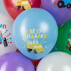 Шар К 12''/30 см, Поздравляю, Синий Трактор, Ассорти, Пастель, 1 ст., 10 шт.