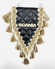 Вымпел треугольный Scania (экокожа, черный с бежевой вышивкой)